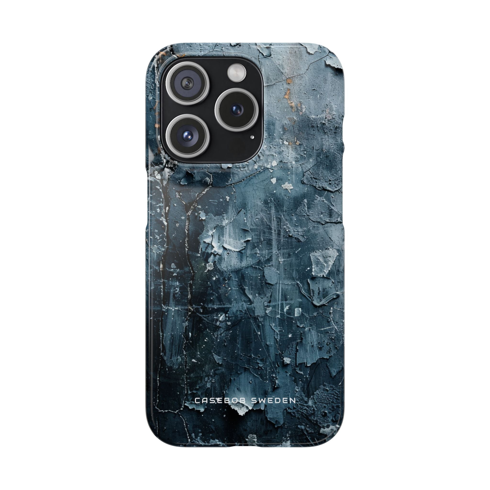 Weathered Blue Tapestry with Cracked Layers iPhone 15 - Slim Phone Case