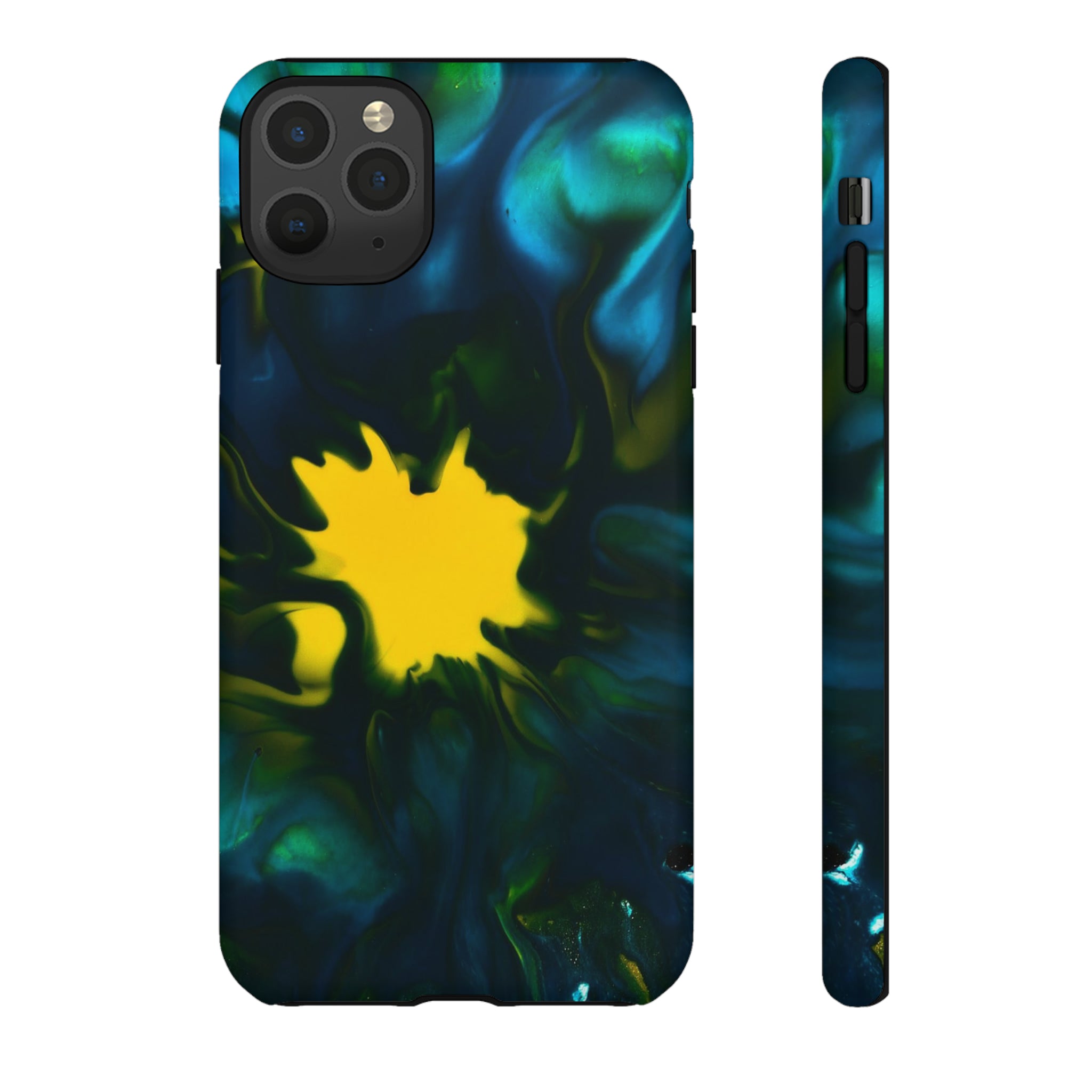 Yellow Spot Ink Art - Protective Phone Case