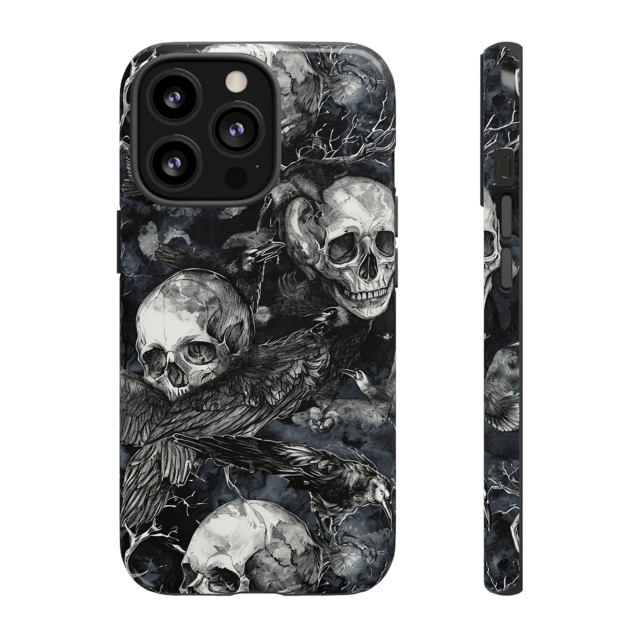 Skulls and Ravens Gothic - Protective Phone Case