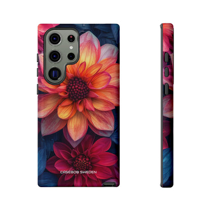 Floral Harmony Orange Blue - Tough Samsung S23 Phone Case