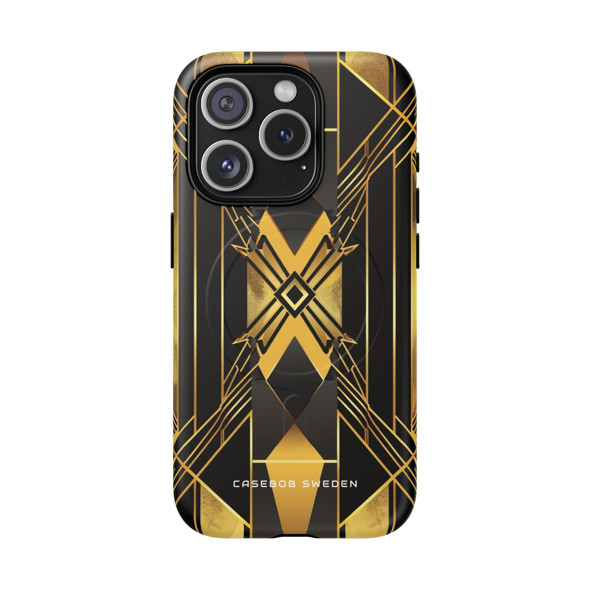 Golden Geometric Elegance iPhone 15 | Tough+ Phone Case