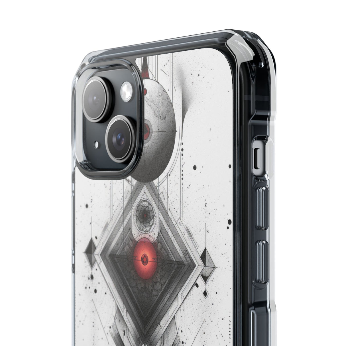 Red Geometry Harmony - Phone Case for iPhone (Clear Impact - Magnetic)