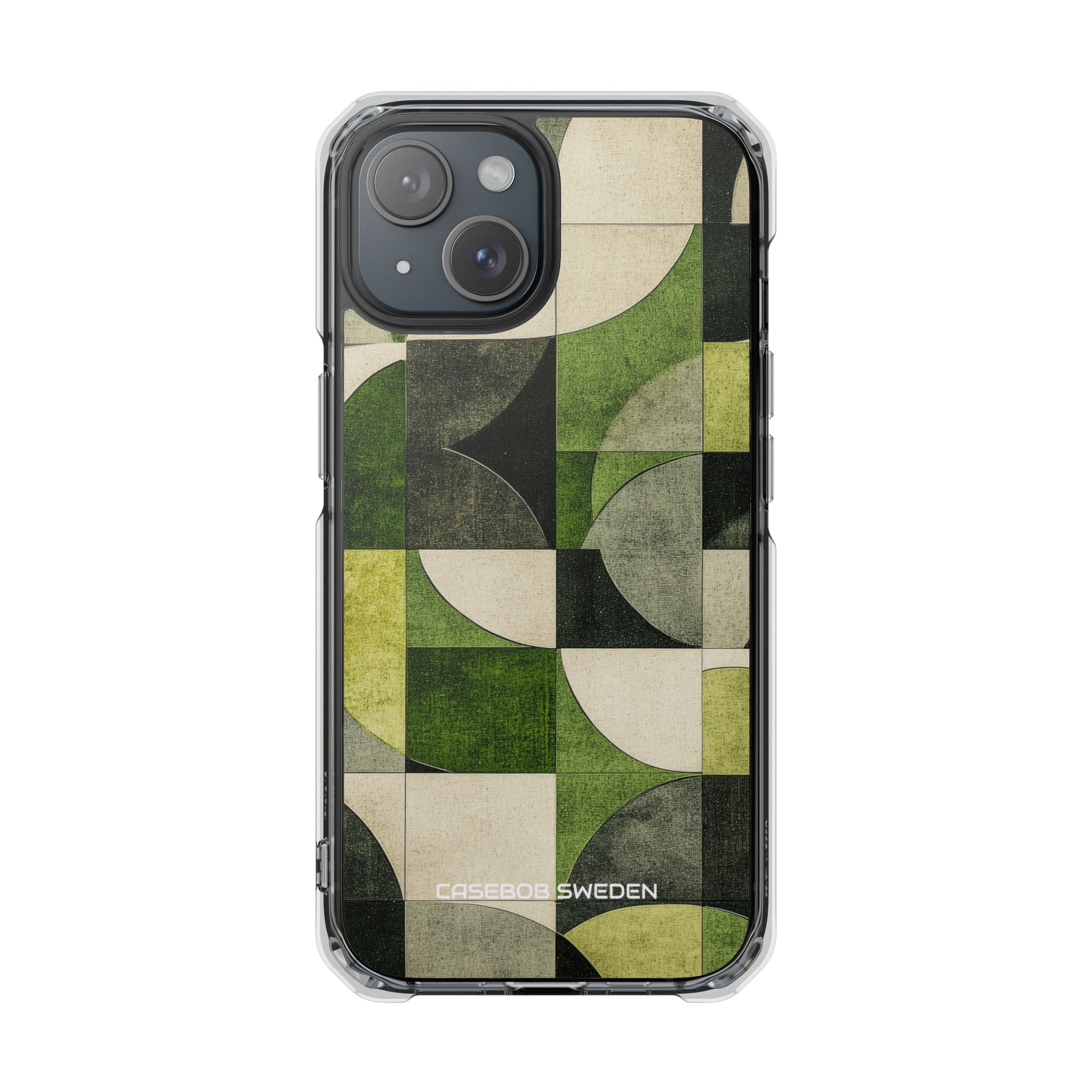 Green Geometric Harmony - Clear Impact iPhone 15 Phone Case