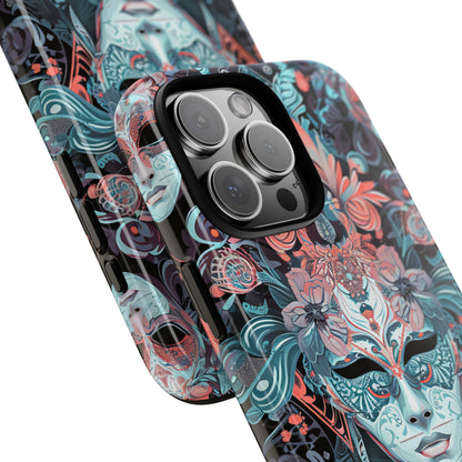 Mystic Teal Coral Mask - Tough iPhone 16 Phone Case