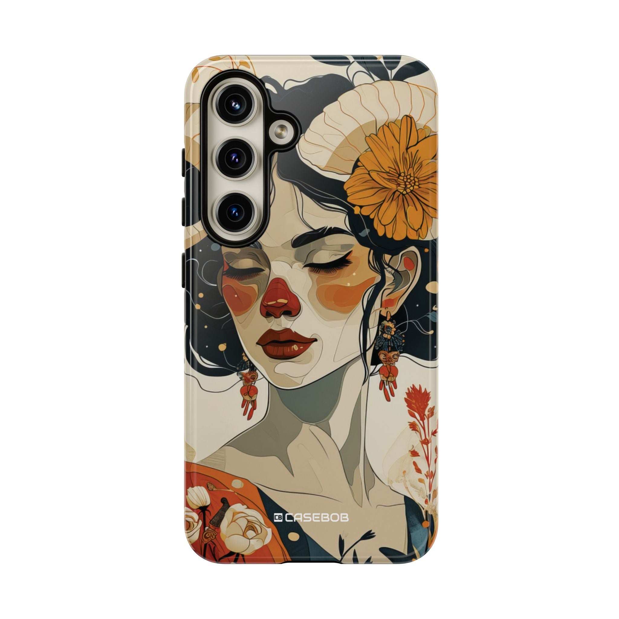 Mythical Serenity: Floral Ram Goddess - For Samsung S24