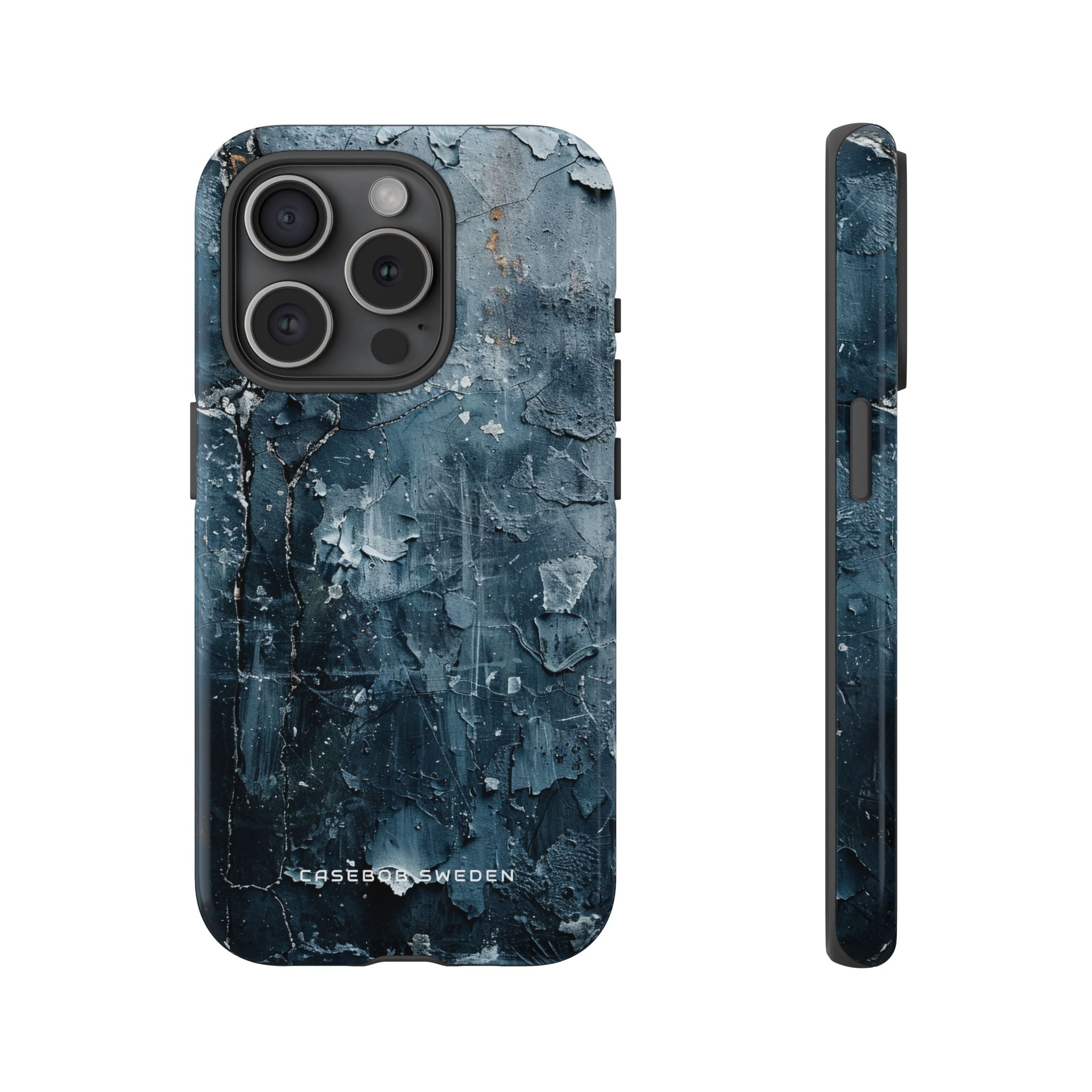 Weathered Blue Tapestry with Cracked Layers iPhone 15 - Tough Phone Case