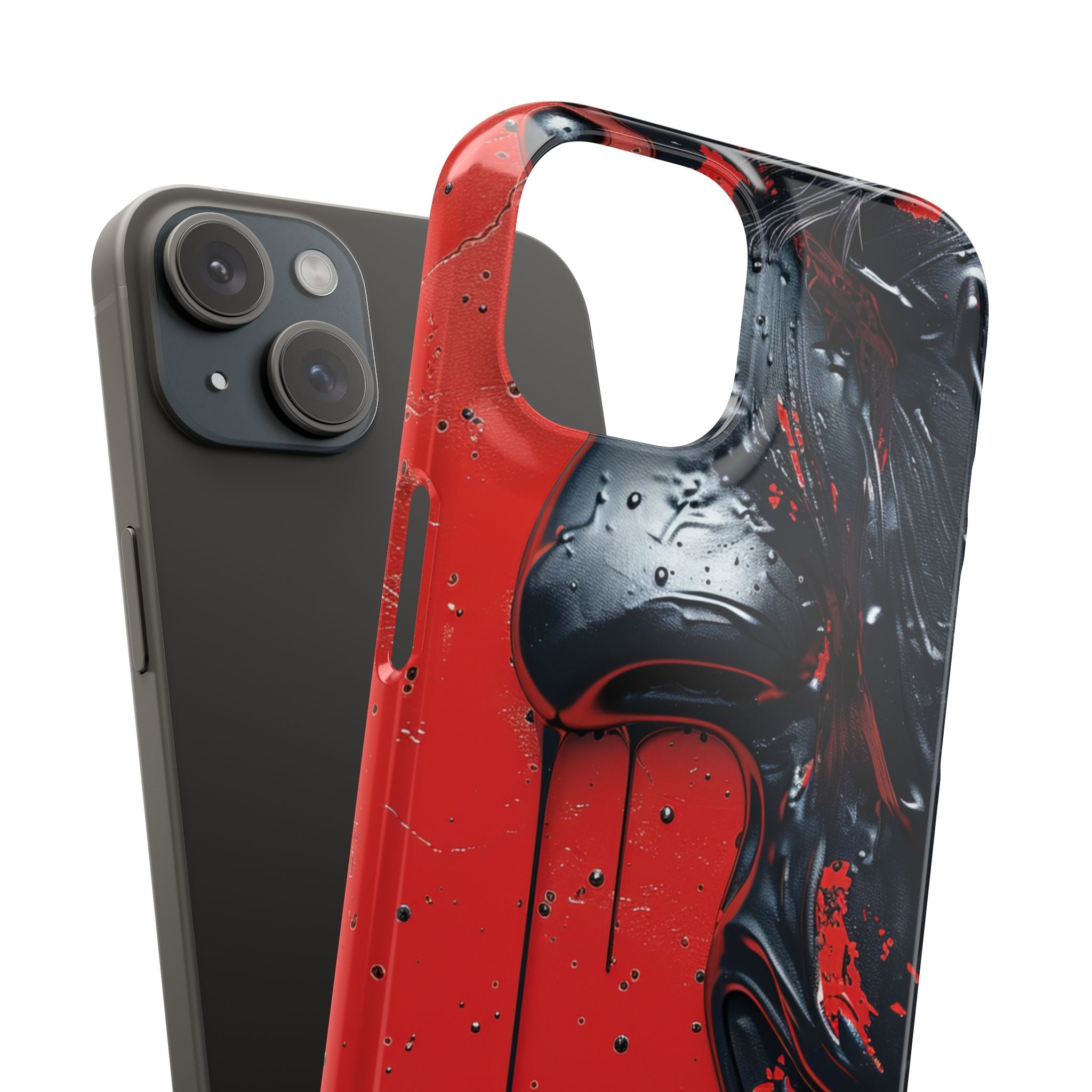 Textured Crimson Bloom iPhone 15 - Slim Phone Case