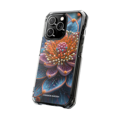 Blue-Orange Floral Swirl - Clear Impact iPhone 14 Phone Case