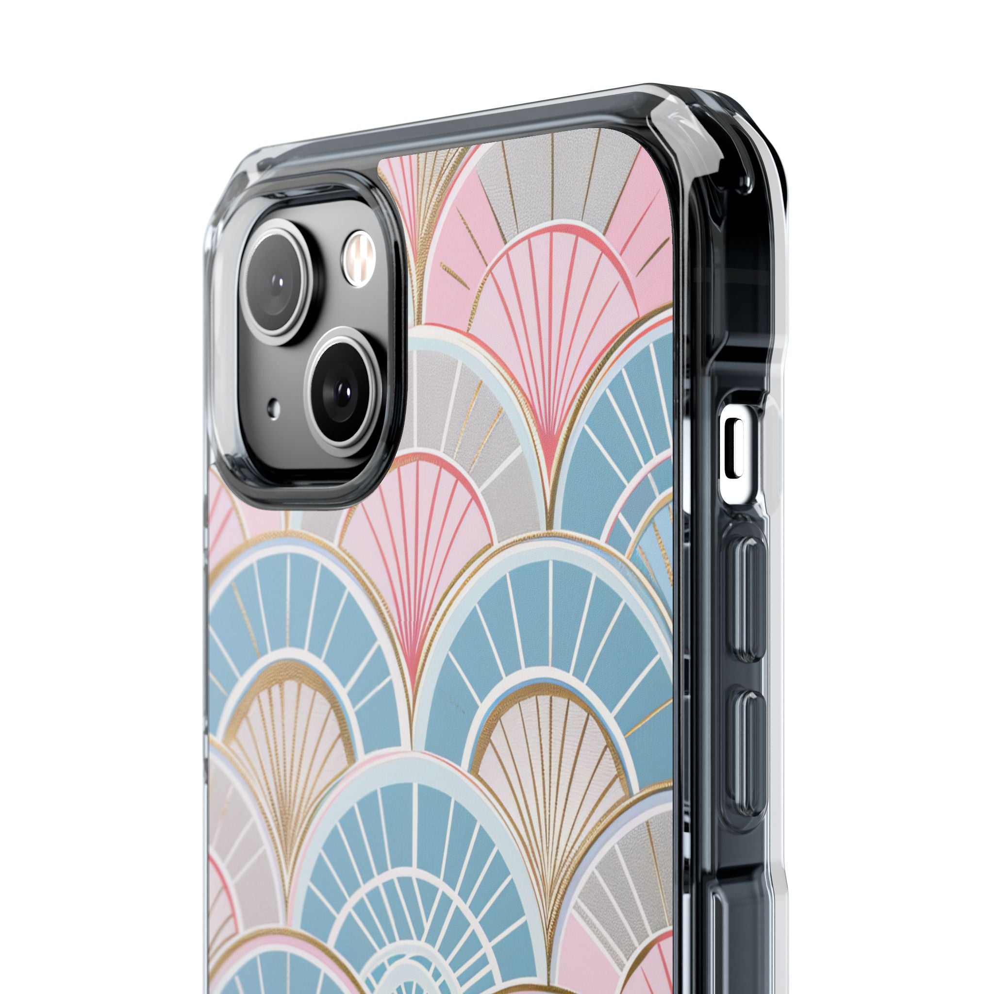 Art Deco Pastel Fan Pattern - Clear Impact iPhone 14 Phone Case