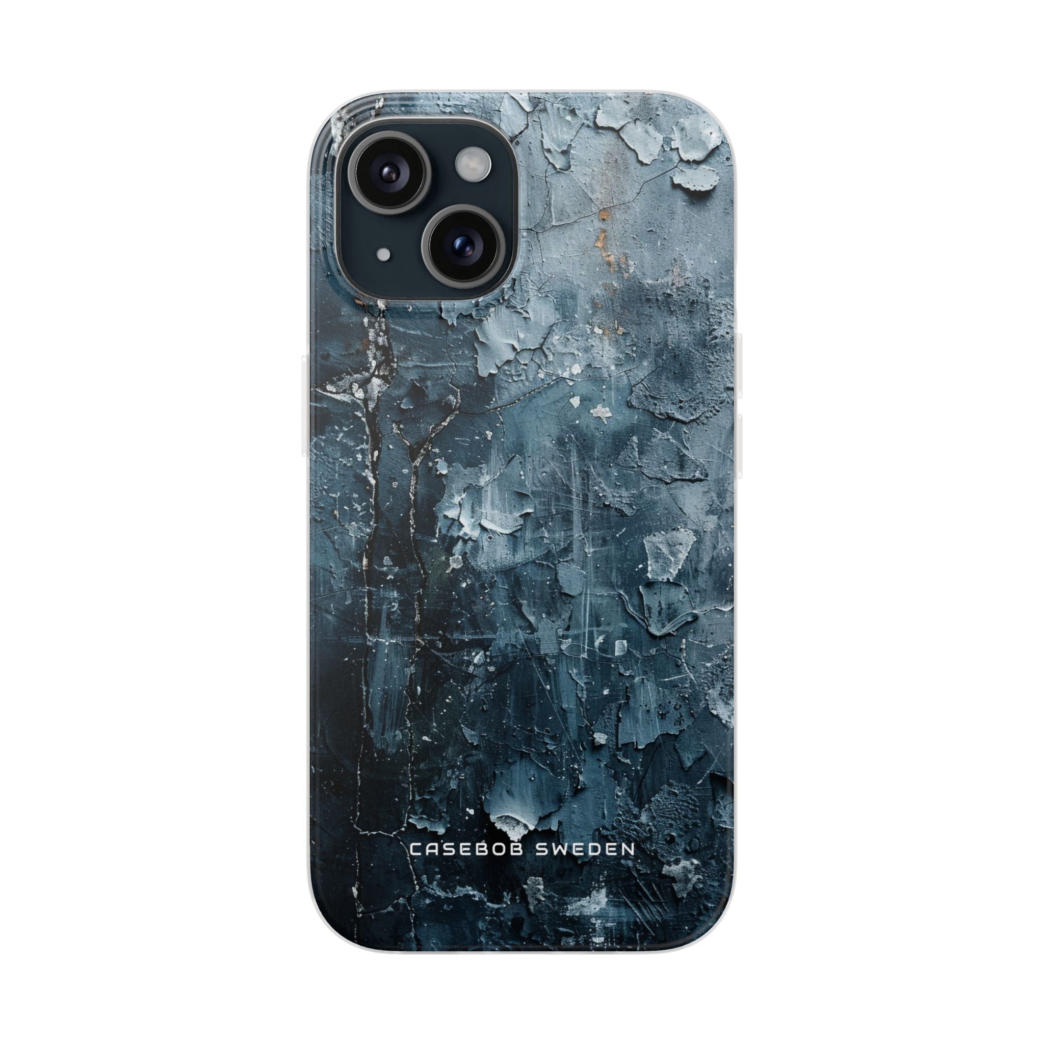 Weathered Blue Tapestry with Cracked Layers iPhone 15 - Flexi Phone Case