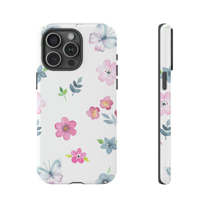 Vintage flowers and butterflies iPhone case - Protective Phone Case