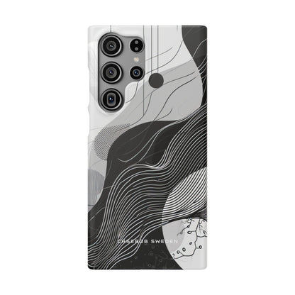 Fluid Rhythms: Monochrome Line Flow Samsung S23 - Slim Phone Case