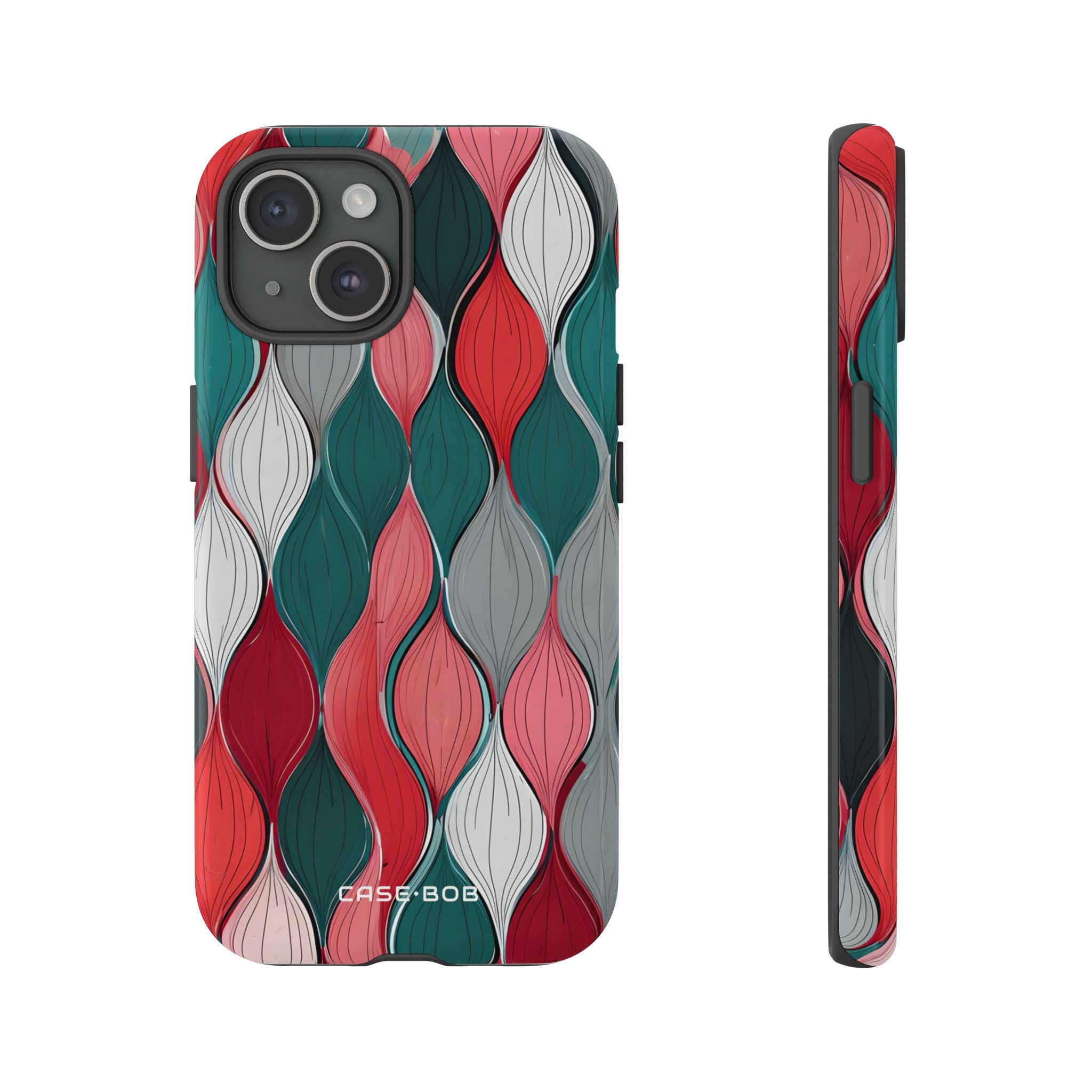 Leaf Cascade Teal iPhone 15 Case - Tough