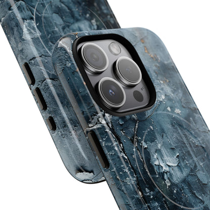 Weathered Blue Tapestry with Cracked Layers iPhone 15 | Tough+ Phone Case