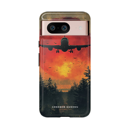 Vintage Sunset Airplane Silhouette Google Pixel 8 - Tough Phone Case