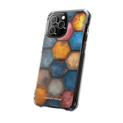 Rustic Geometric Tiles - Clear Impact iPhone 14 Phone Case