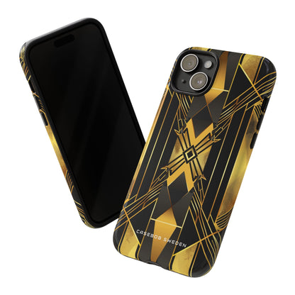 Golden Geometric Elegance iPhone 15 - Tough Phone Case