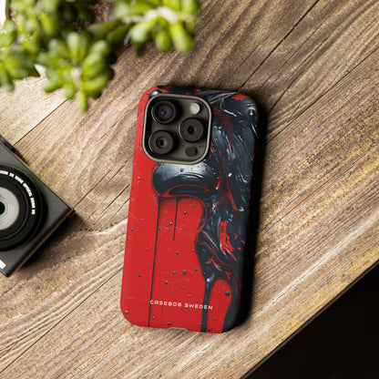 Textured Crimson Bloom iPhone 15 - Tough Phone Case