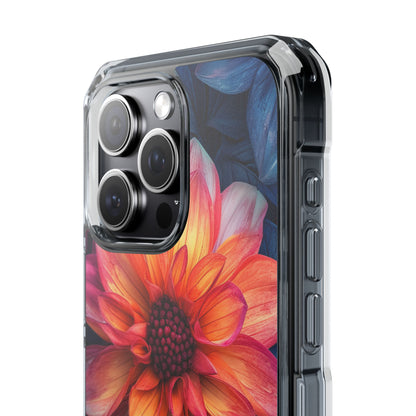 Floral Harmony Orange Blue - Clear Impact iPhone 15 Phone Case