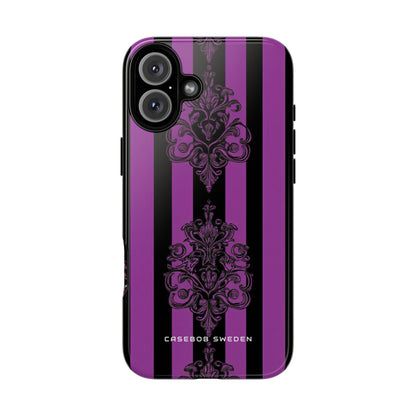 Gothic Elegance with Vertical Stripes and Ornamental Motifs iPhone 16 - Tough Phone Case