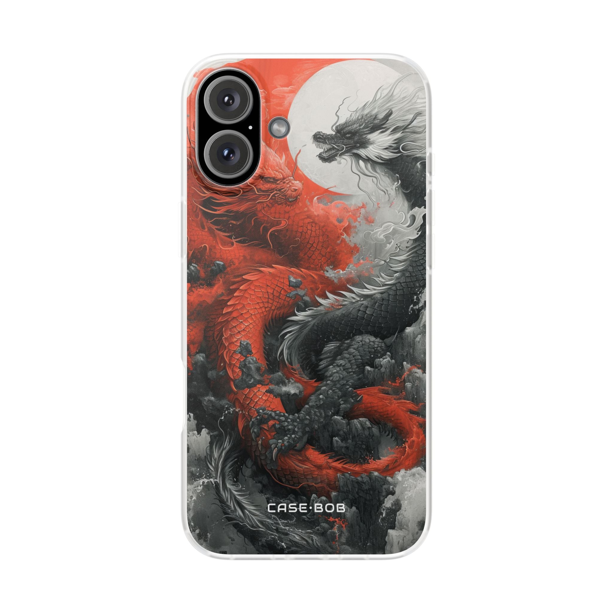 Twin Dragons Crimson iPhone 16 Plus Case - Soft