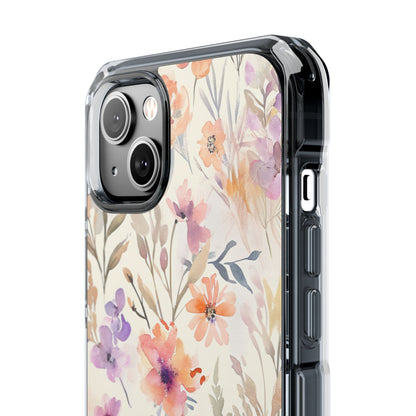 Soft Pink Floral Watercolor Design - Clear Impact iPhone 14 Phone Case