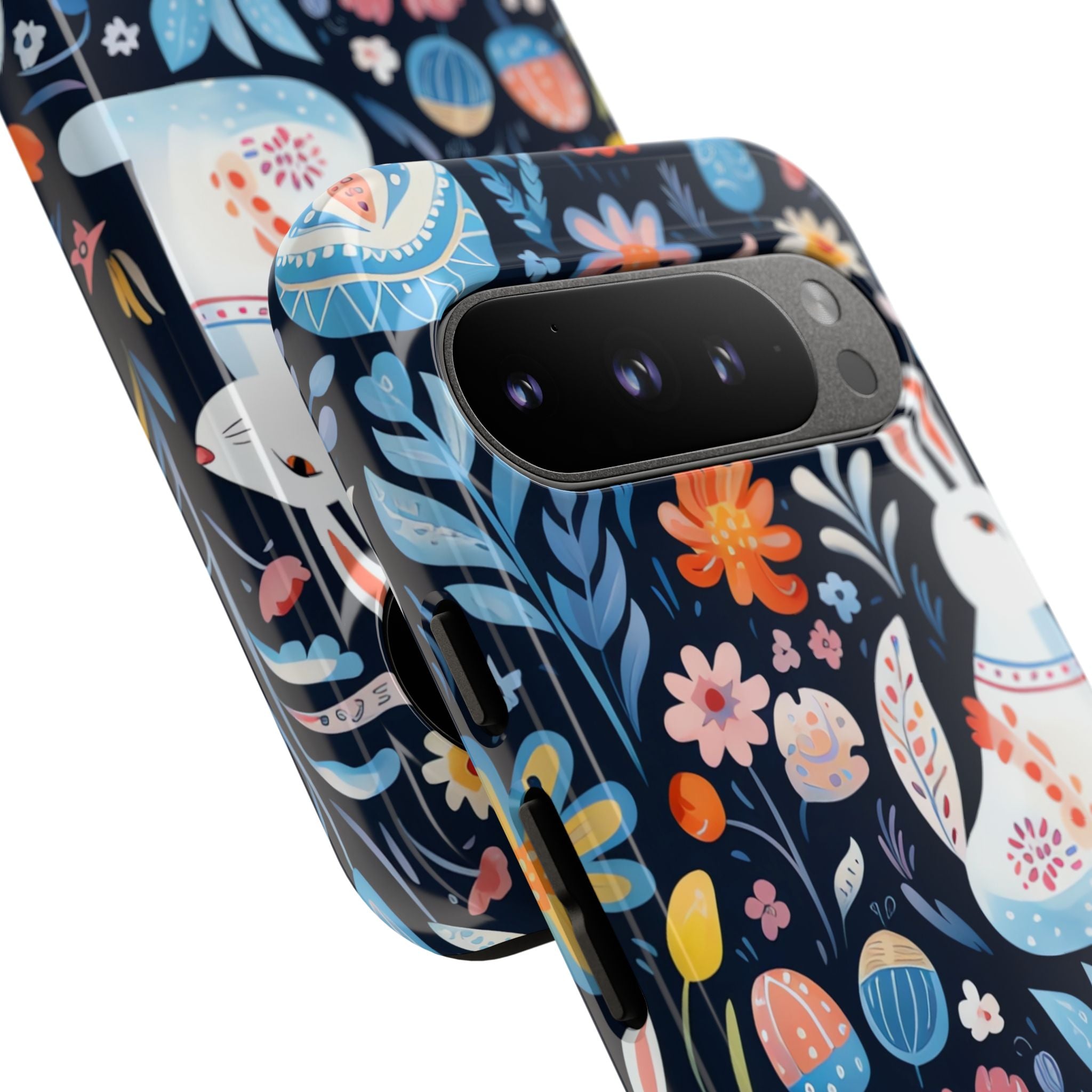 Bunnies Play Among Flowers - Google Pixel Case