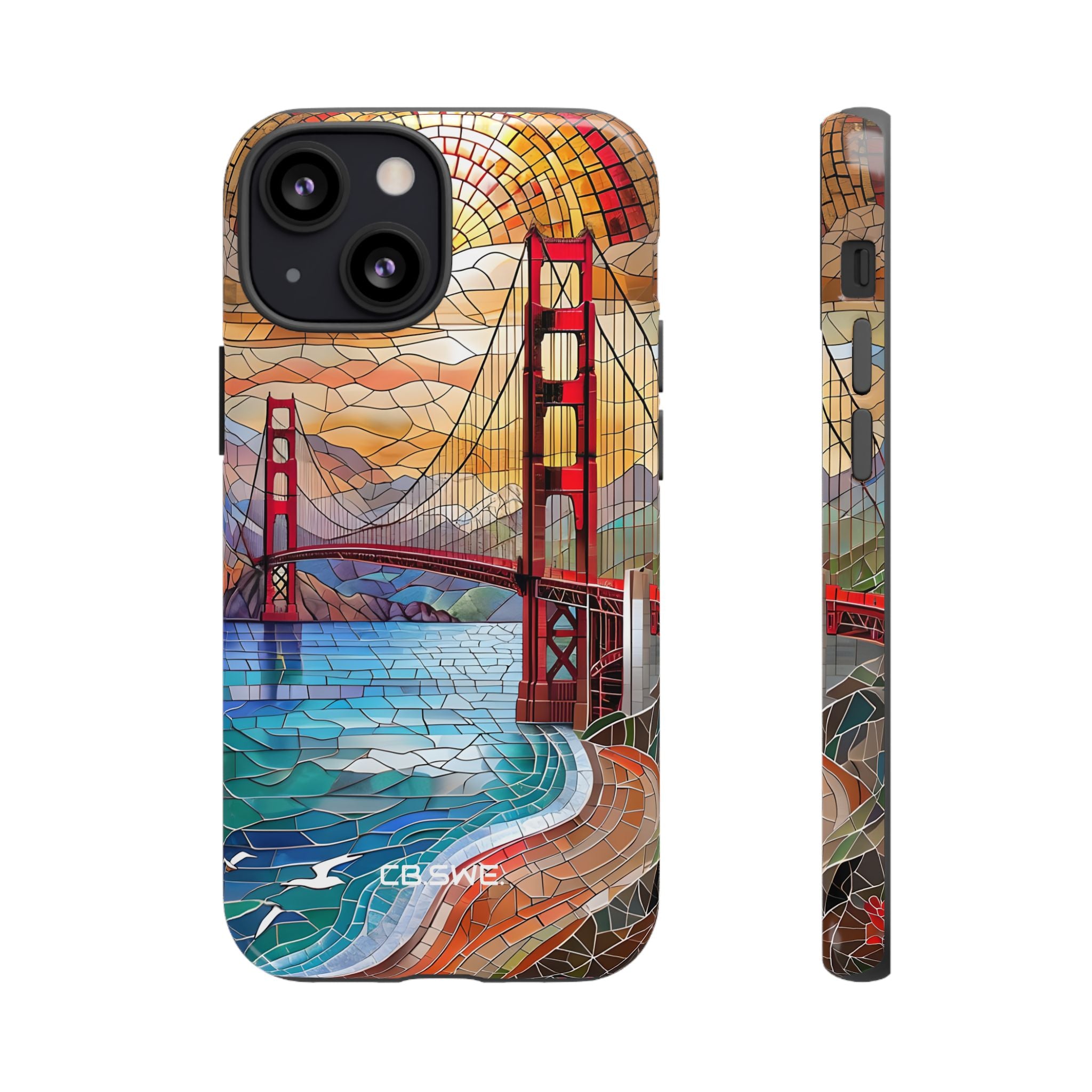 Vibrant Mosaic Golden Gate Bridge Artwork iPhone 13 - Tough