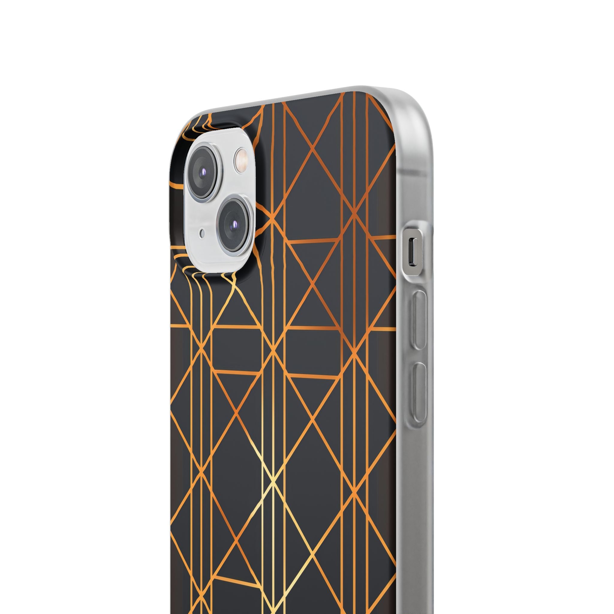 Goldene geometrische Eleganz iPhone 14 - Flexi-Telefonhülle