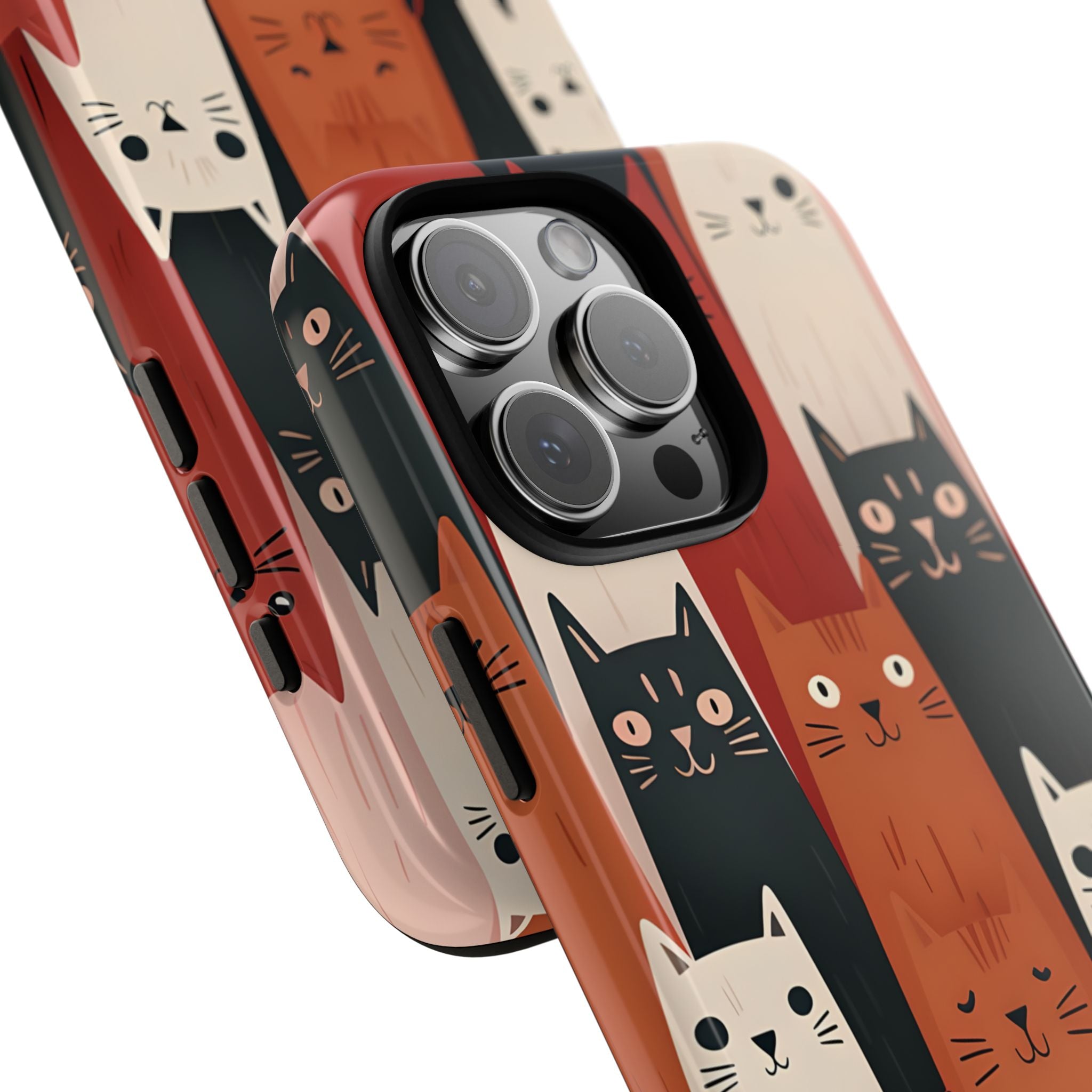 Elongated Cats Black iPhone 16 Pro Max Case - Tough