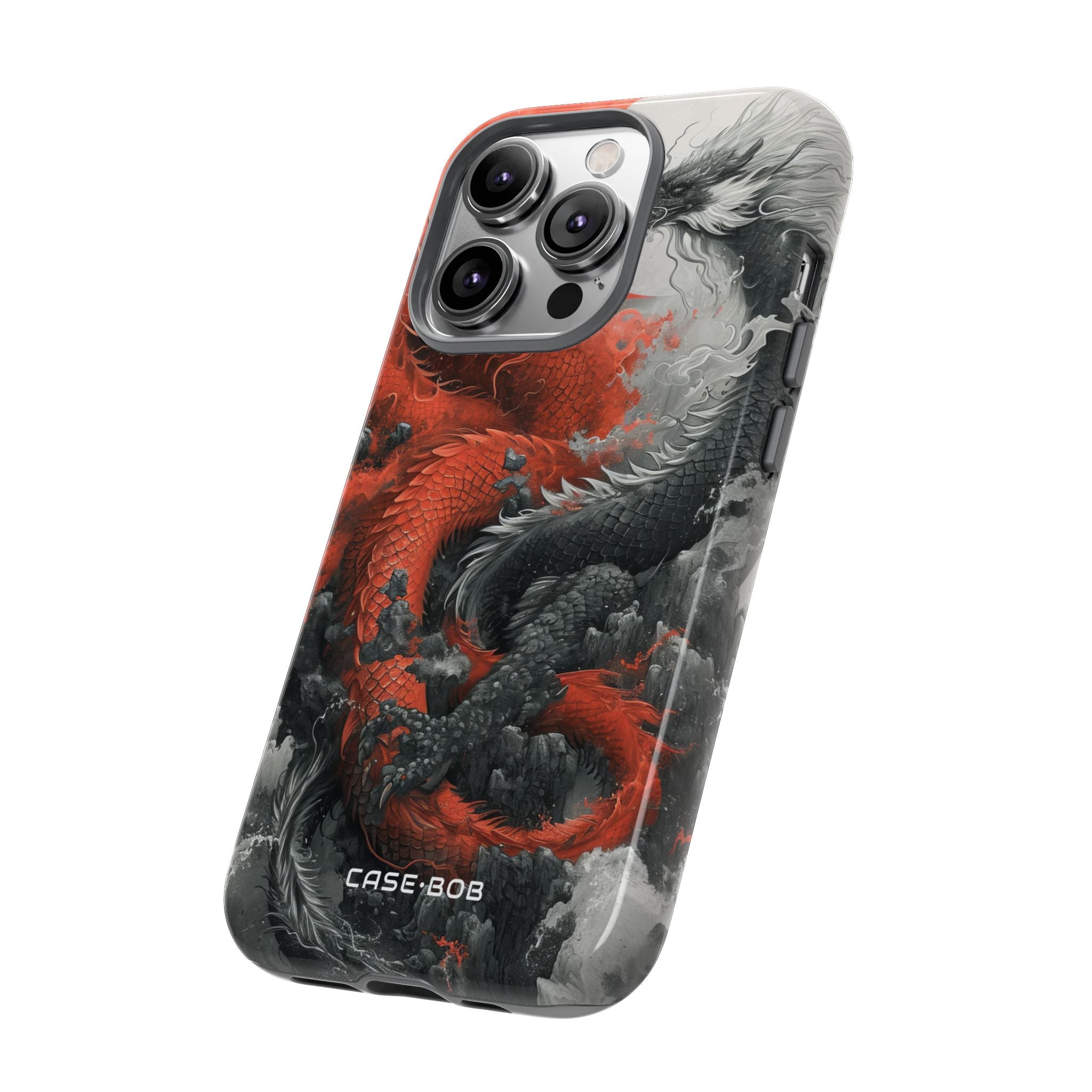 Twin Dragons Crimson iPhone 14 Pro Case - Tough