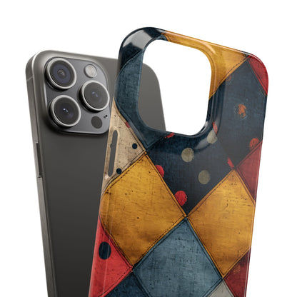 Blue Red Patchwork - Slim iPhone 15 Phone Case