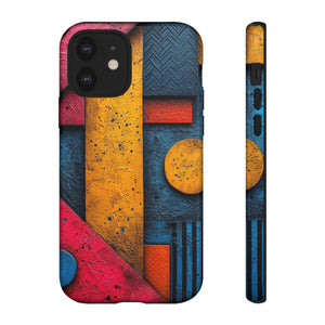 Neon Geometric Fusion - Protective Phone Case