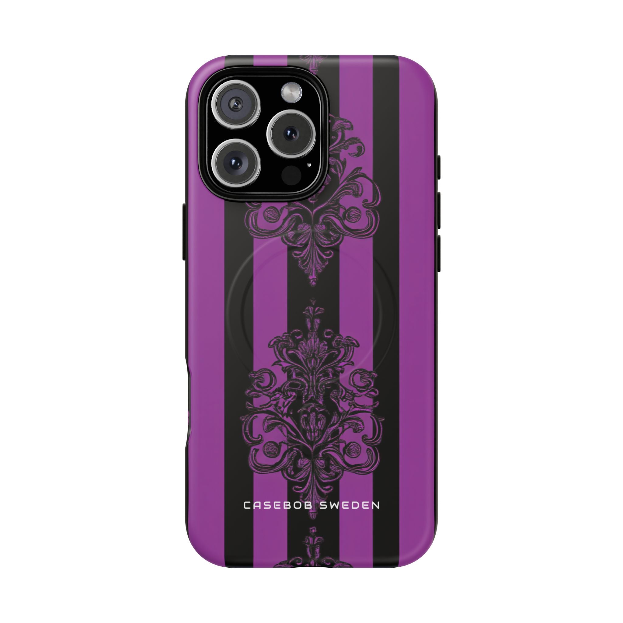 Gothic Elegance with Vertical Stripes and Ornamental Motifs iPhone 16  Tough+ Phone Case