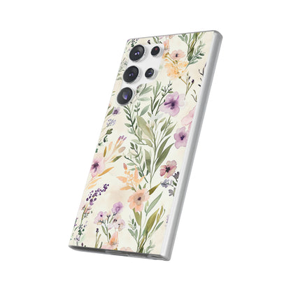 Soft Green Lavender Floral Pattern - Flexi Samsung S23 Phone Case