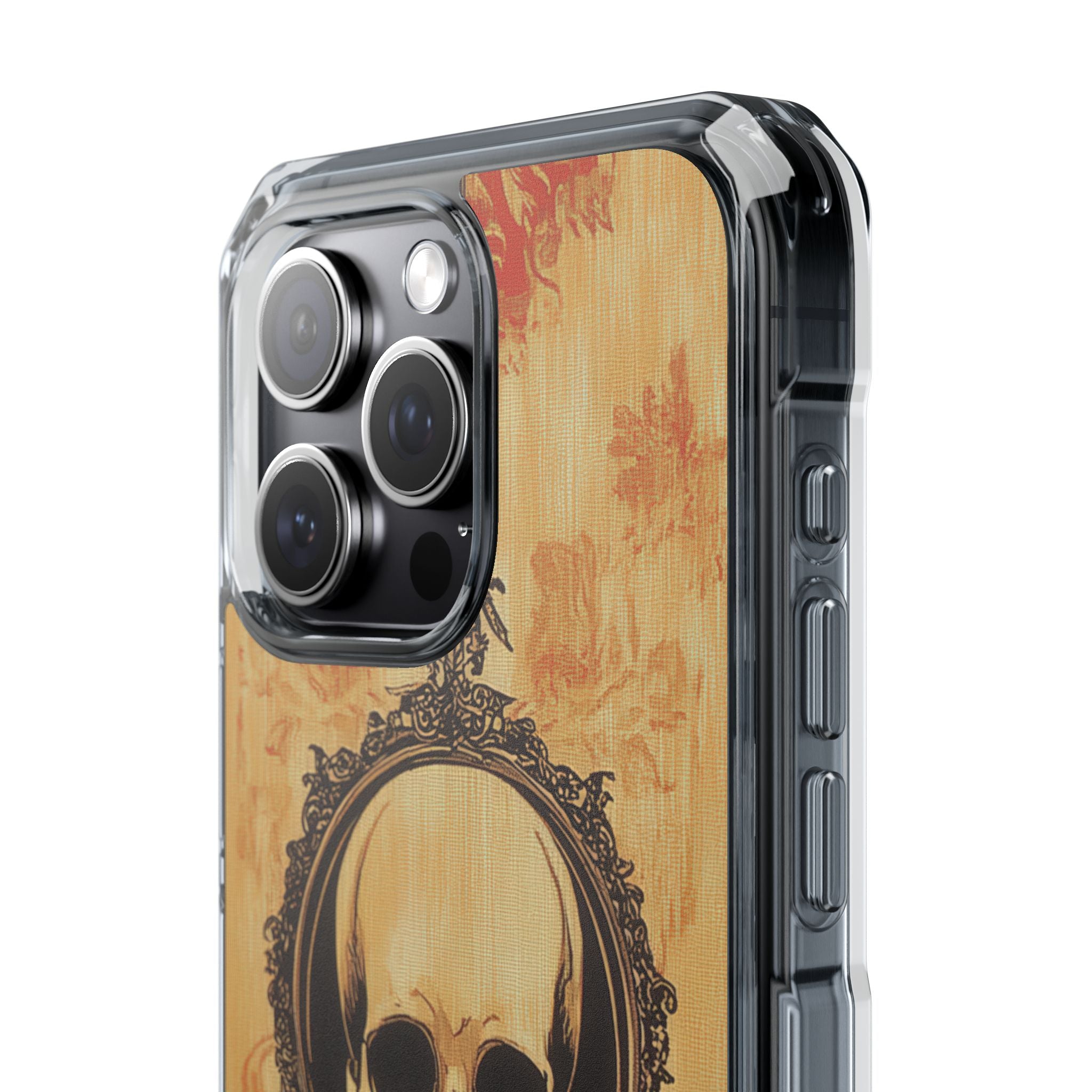 Gothic Skull Elegance iPhone 15 - Clear Impact Phone Case