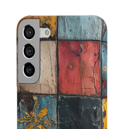 Rustic Red-Yellow Vintage Tiles - Slim Samsung S22 Phone Case