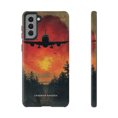 Vintage Sunset Airplane Silhouette  Samsung S21 - Tough Phone Case