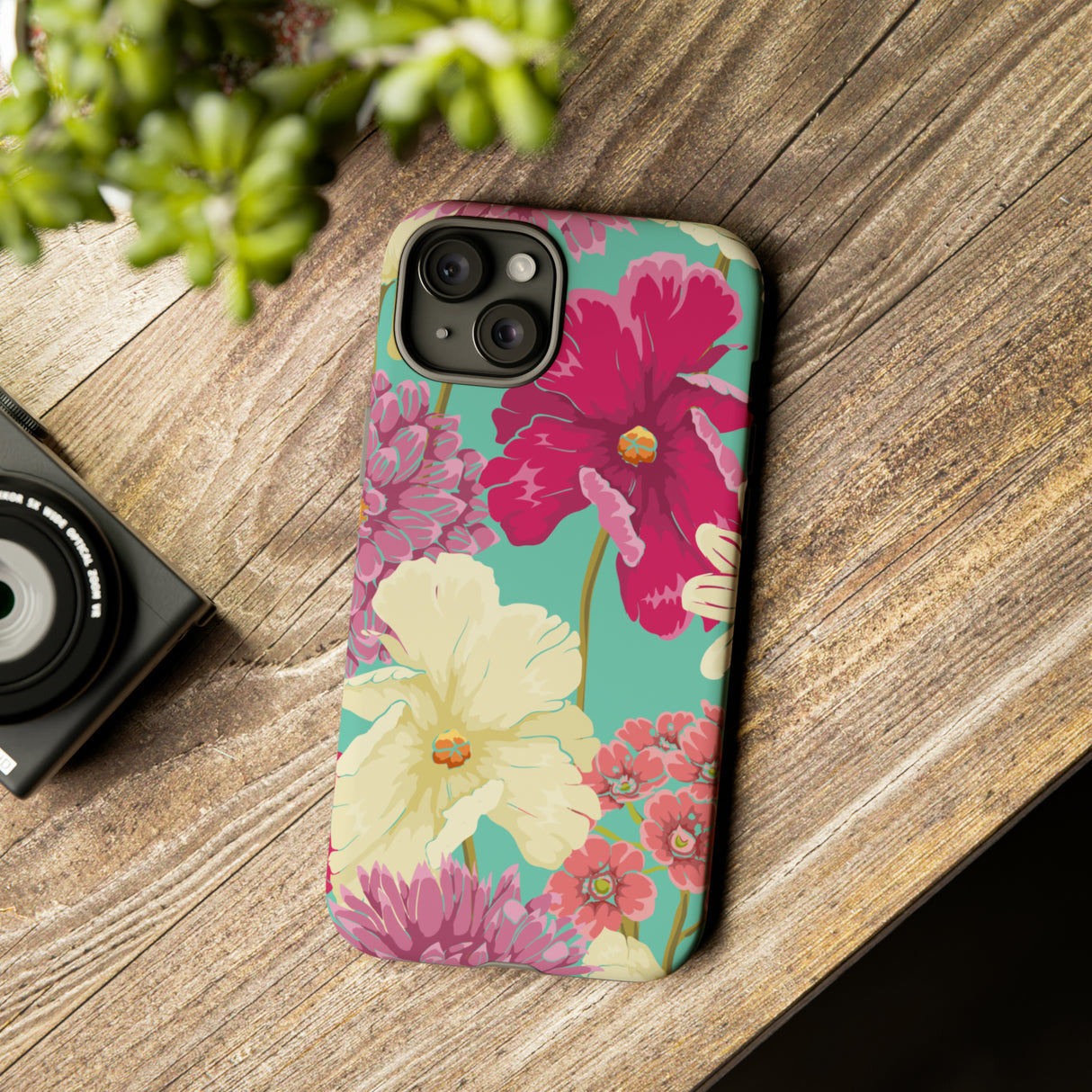 Colorful flowers in watercolor iPhone case (Protective) - Protective Phone Case