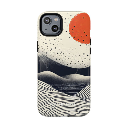 Red Sun Over Flowing Horizons iPhone 14 | Tough+ Phone Case