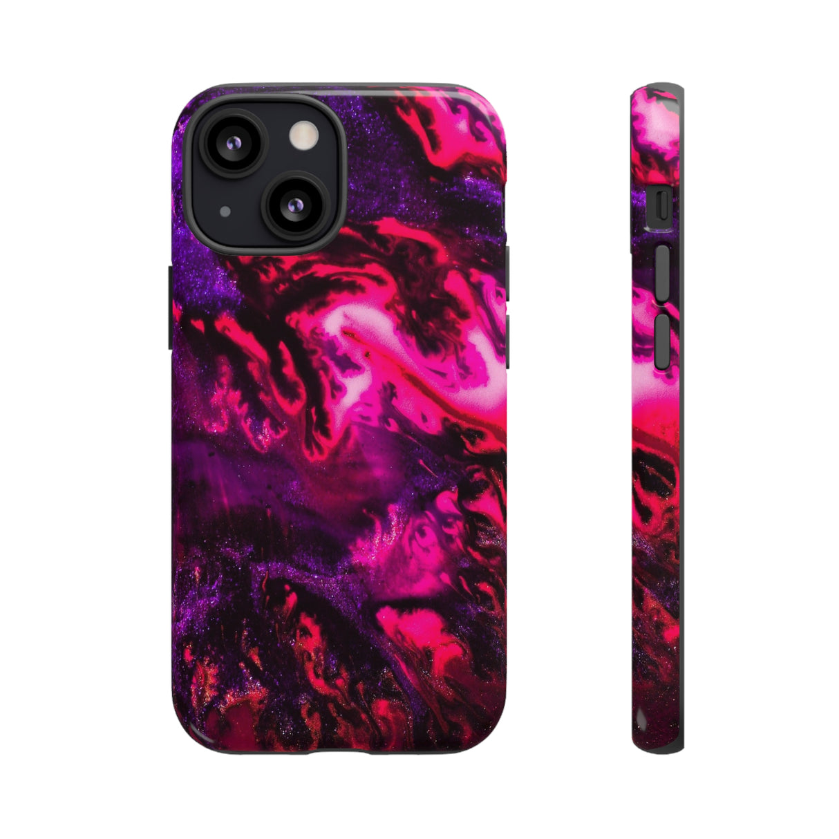 Deep Pink Galaxy Ink Art iPhone Case (Protective) iPhone 13 Mini Glossy Phone Case