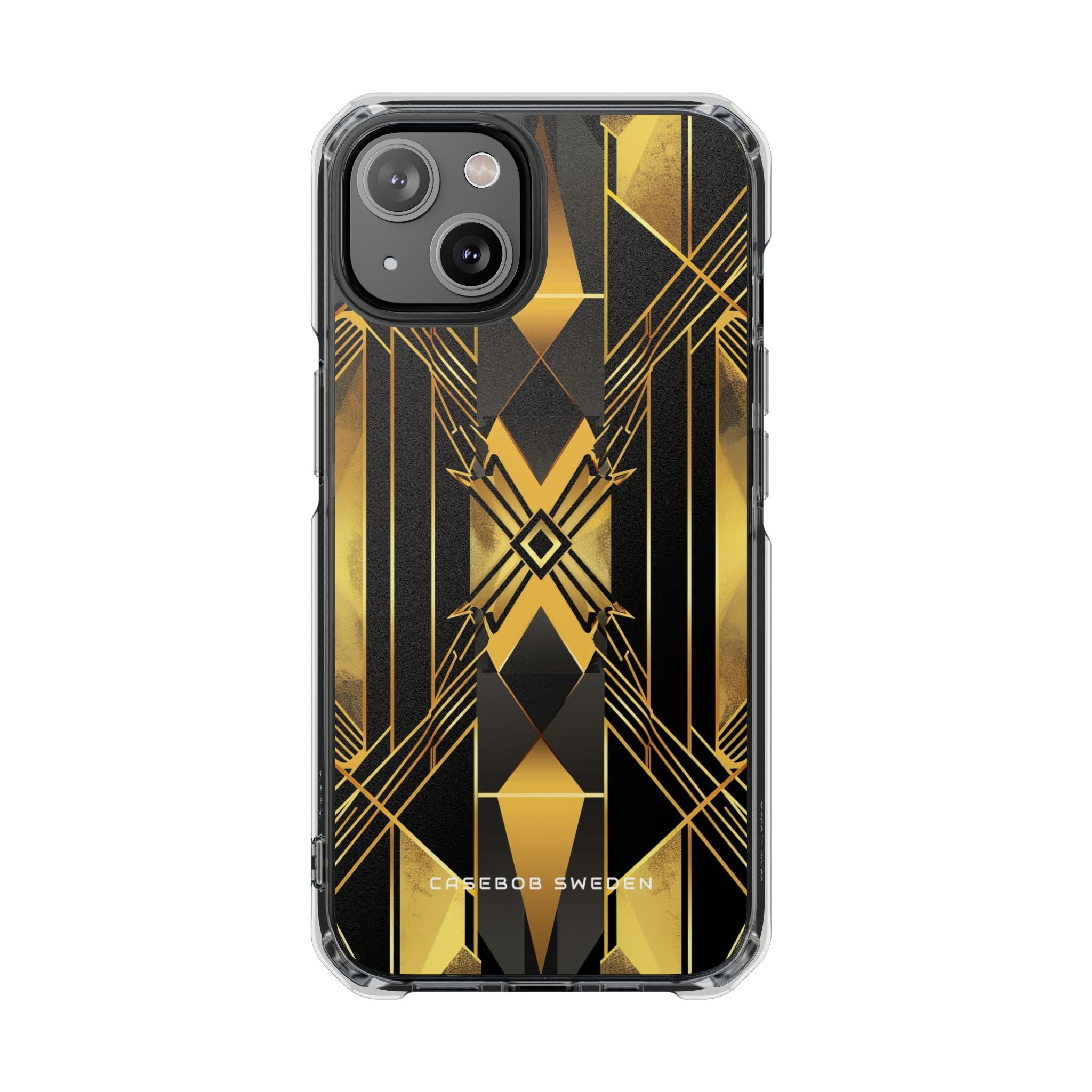 Golden Geometric Elegance iPhone 14 - Clear Impact Phone Case