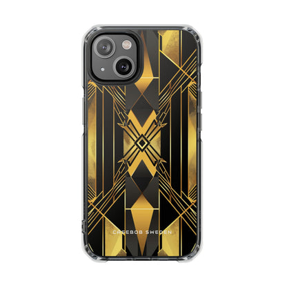 Golden Geometric Elegance iPhone 14 - Clear Impact Phone Case