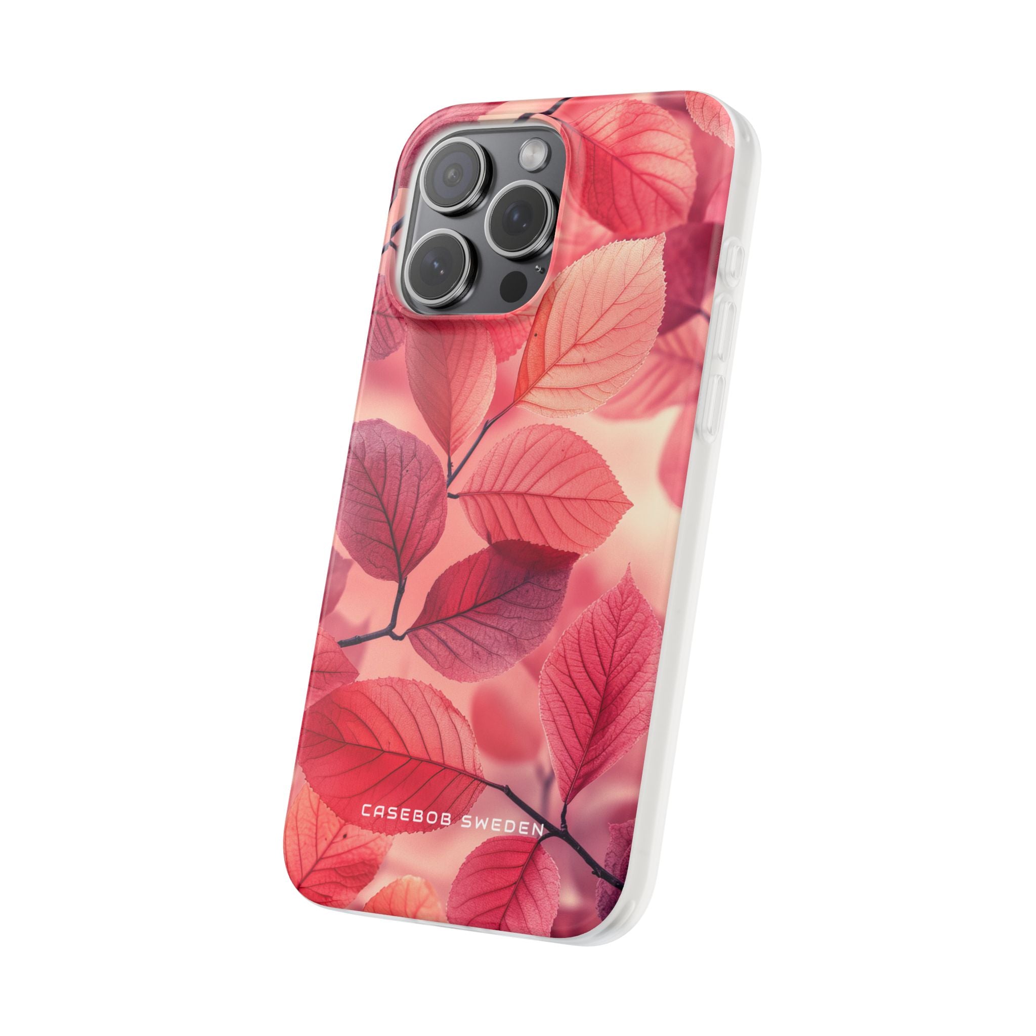 Elegant Pink Leaves iPhone 15 - Flexi Phone Case