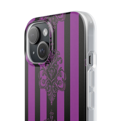 Gothic Elegance with Vertical Stripes and Ornamental Motifs iPhone 15 - Flexi Phone Case