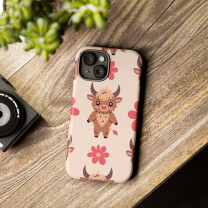 Cute Cattle & Flowers - iPhone Case