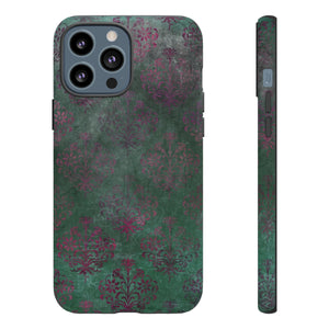 Green Damask Gothic Flower - Protective Phone Case