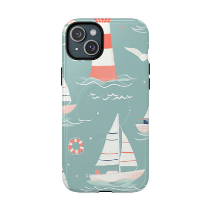 Lighthouse Nautical Charm - Tough + MagSafe® iPhone 15 Phone Case