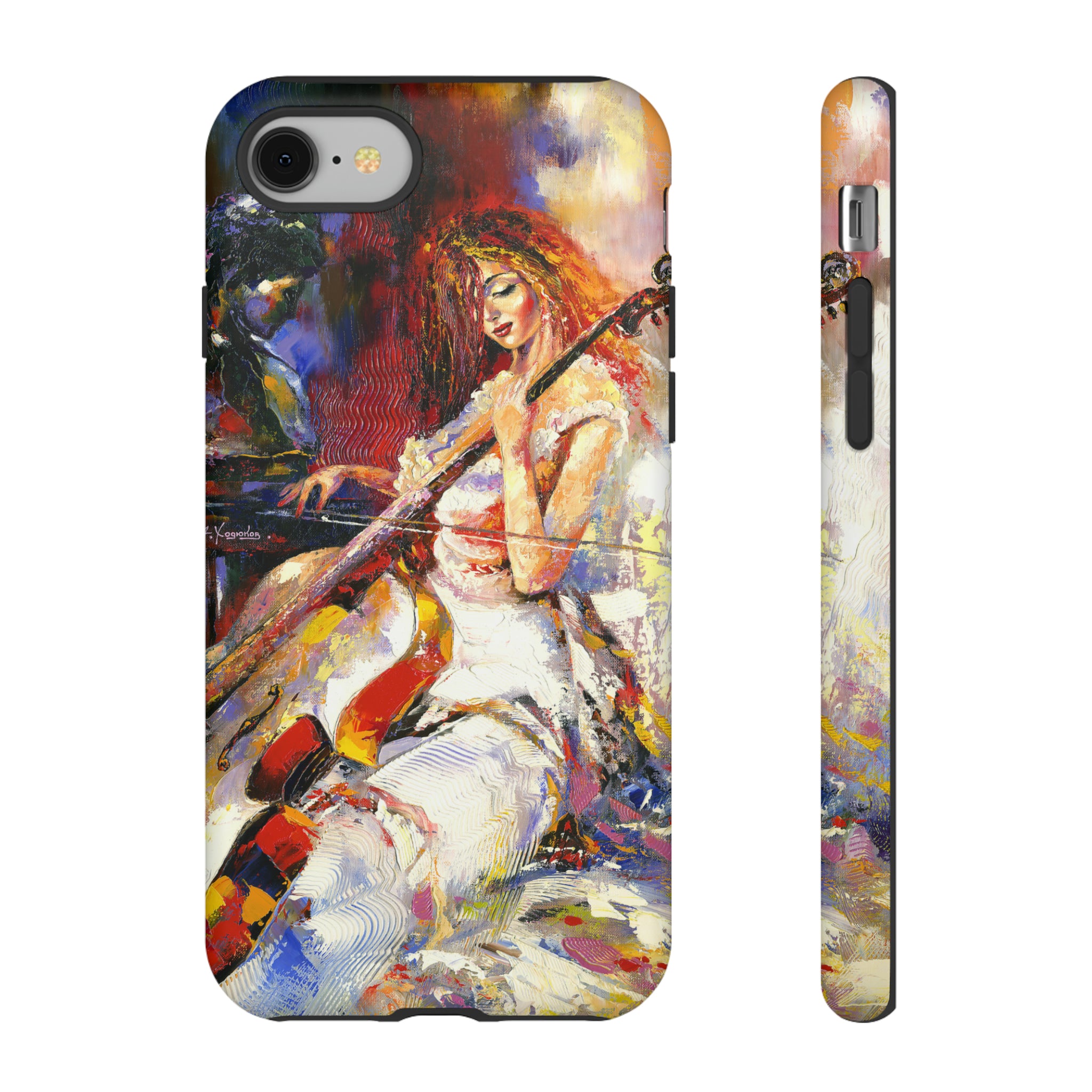 Oil panting - Girl playing Violoncello - Protective Phone Case