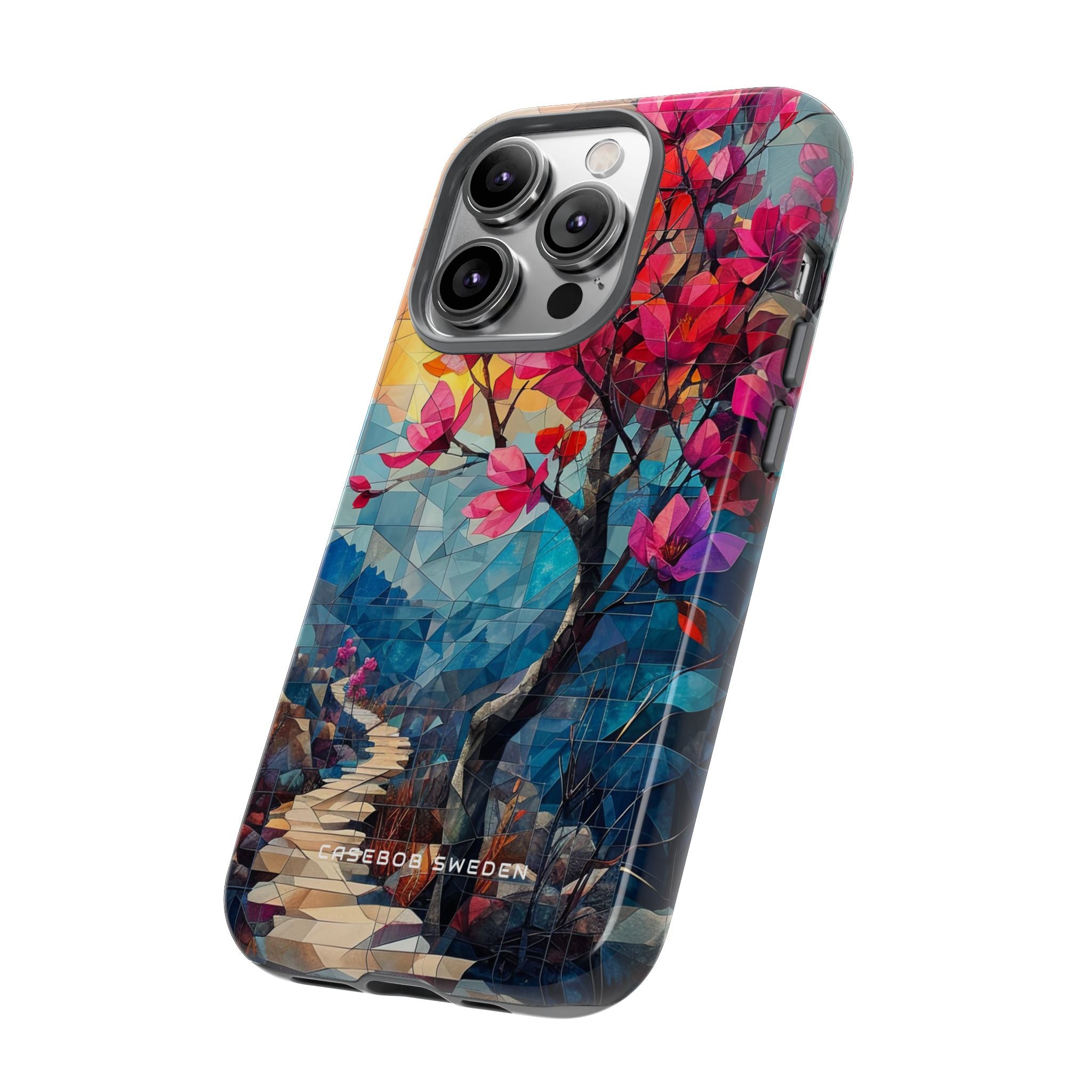 Vibrant Geometric Tree Landscape iPhone 14 - Tough Phone Case